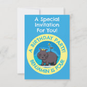 Grappige nijlpaard gepersonaliseerde cartoon kaart (Achterkant)