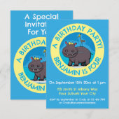 Grappige nijlpaard gepersonaliseerde cartoon kaart (Voorkant / Achterkant)