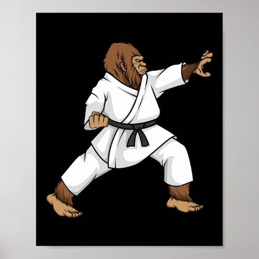 Grappige Ninja Bigfoot doet karate met Samurai Des Poster (Voorkant)