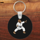 Grappige Ninja Bigfoot doet karate met Samurai Des Sleutelhanger (Voorkant)