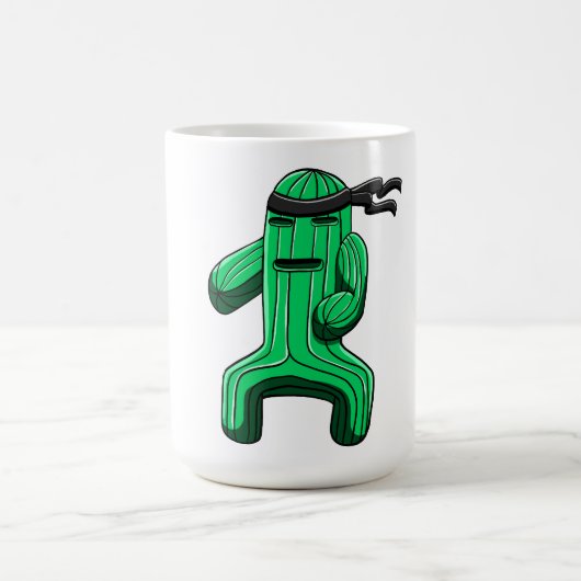 Grappige Ninja Cactus Cartoon Koffiemok (Center)