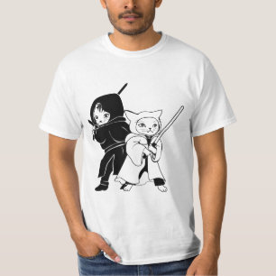 Grappige Ninja Katten Sci-Fi Licht Zwaard Strijd T T-shirt