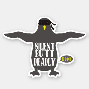 grappige ninja penguin zwijgt maar dodelijk sticker