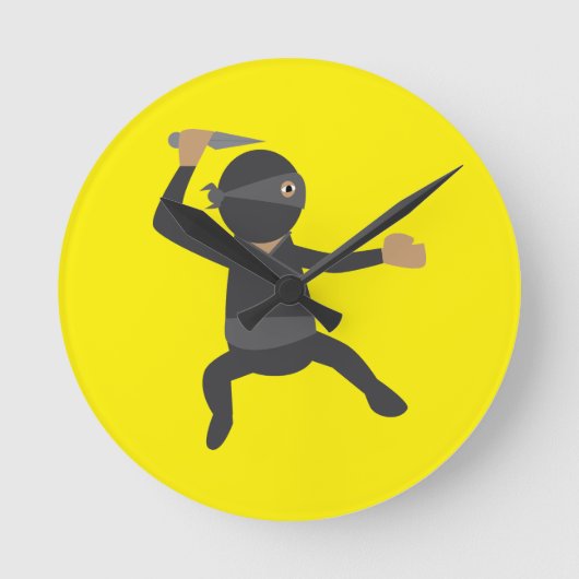 Grappige Ninja Ronde Klok (Voorkant)