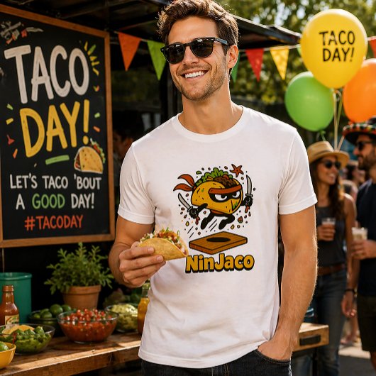 Grappige Ninja Taco "NinJaco" Cartoon Ontwerp Tri-Blend Shirt