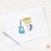 Grappige No Strings Bijgevoegde Gitaar met Drum Ronde Sticker (Envelop)