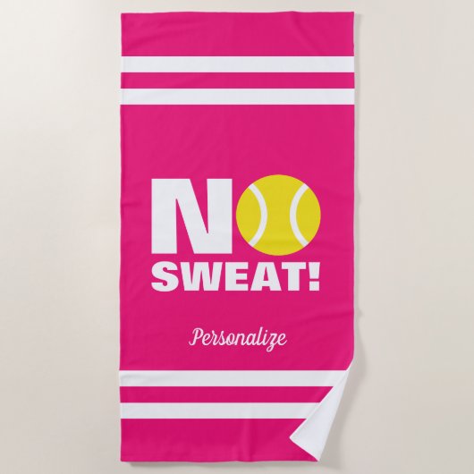 Grappige "No Sweat" tennis badhanddoek voor coach (Voorkant)
