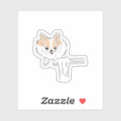 Grappige Noedel Pomeranian Hond Illusie Illustrati Sticker (Vel)