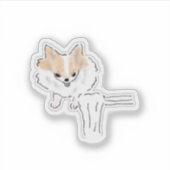 Grappige Noedel Pomeranian Hond Illusie Illustrati Sticker (Voorkant)
