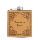 Grappige nooddrank Voeg Jouw tekst patroonrand toe Heupfles (Voorkant)