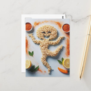 Grappige Noodle Persoon Food Art Briefkaart