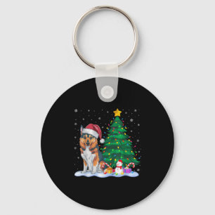 Grappige Noorse Elandhond Xmas Tree Lights Rein Sleutelhanger