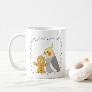 Grappige Normale Grijze Cockatiel Kerst Vakantie Koffiemok