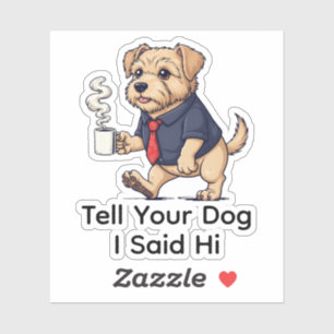 Grappige Norwich Terrier-hond Zakelijke Pak Koffie Sticker