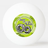 Grappige noten; felgroene camo, camouflage pingpongbal (Achterkant)