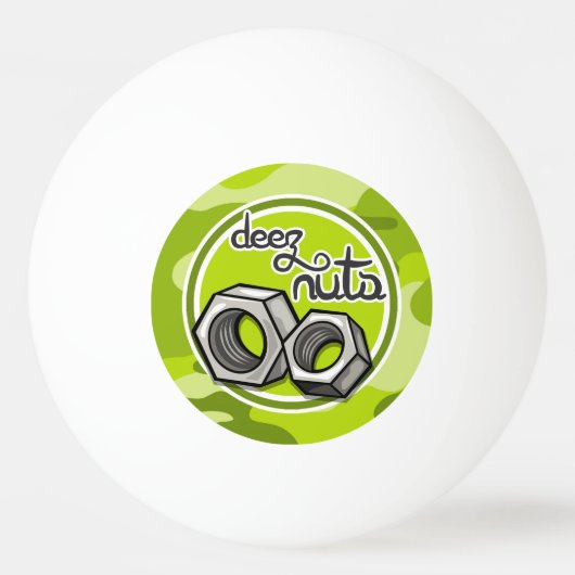Grappige noten; felgroene camo, camouflage pingpongbal (Achterkant)