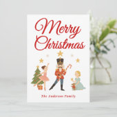 Grappige notenkraker ballet kerstscène feestdagenkaart (Staand voorkant)