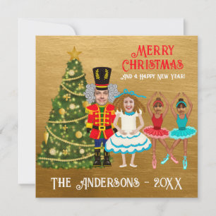 Grappige notenkraker familie van vier   Tweelingme Feestdagenkaart