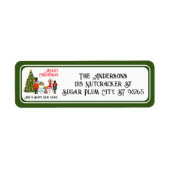 Grappige notenkraker familie van vijf groene kerst etiket (Voorkant)