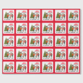 Grappige notenkraker familie van vijf rode kerst cadeaupapier (Vlak)