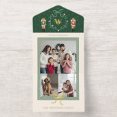 Grappige Notenkraker Kerst Monogram Bow Foto's All In One Uitnodiging (Binnenkant)