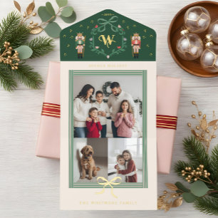 Grappige Notenkraker Kerst Monogram Bow Foto's All In One Uitnodiging