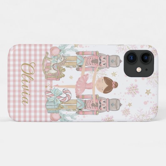 Grappige Notenkraker Pastel Roze Kerstballet Case-Mate iPhone Case (Achterkant (horizontaal))