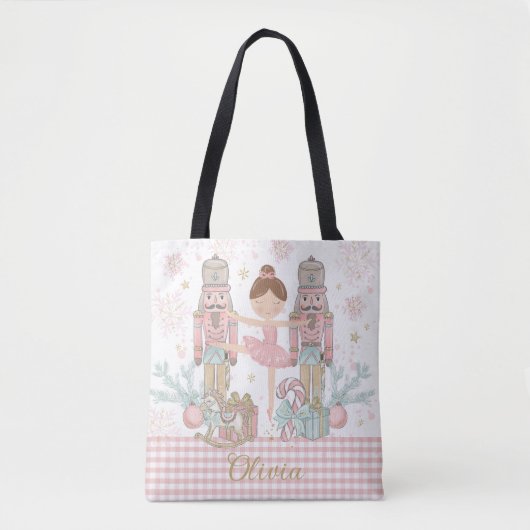 Grappige Notenkraker Pastel Roze Kerstballet Tote Bag (Voorkant)