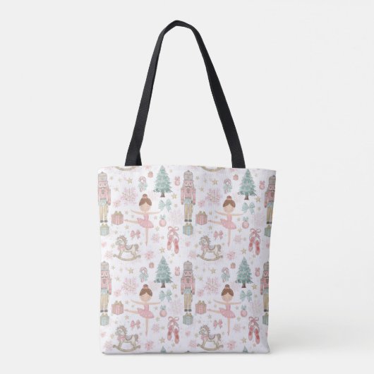Grappige Notenkraker Pastel Roze Kerstballet Tote Bag (Achterkant)