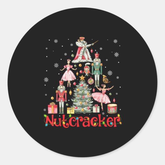 Grappige Notenkraker Squad Kerstboom 2024 Mannen W Ronde Sticker (Voorkant)