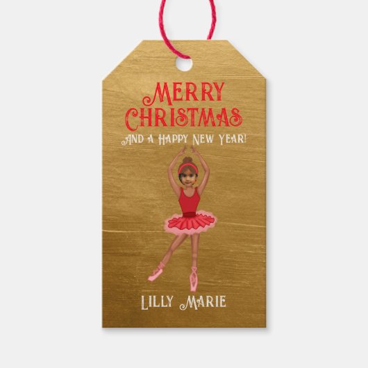 Grappige Notenkraker's Ballerina Vrolijk Kerstfees Cadeaulabel (Voorkant)