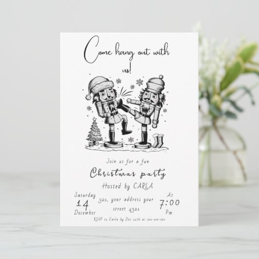 Grappige notenkrakers kerstfeest kaart (Staand voorkant)