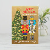 Grappige notenkrakers voeg je gezicht vrolijk kers feestdagenkaart (Staand voorkant)