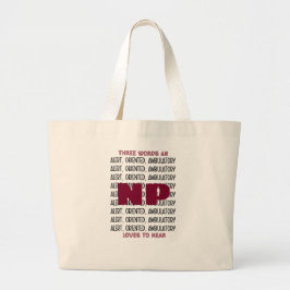 Grappige NP Alert Custom CNA/LPN/EMT/PA/RN/RT/MD Grote Tote Bag