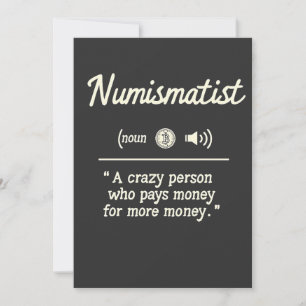 Grappige numismatische definitie van crypto-belegg kaart