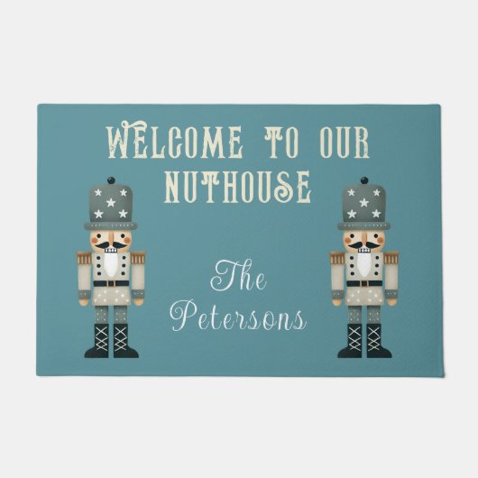 Grappige Nuthouse Notenkraker Custom Christmas Deurmat (Voorkant)