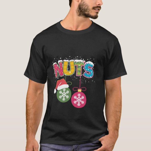 Grappige NUTS koppels kerst lelijke kerstmis T-shirt (Voorkant)