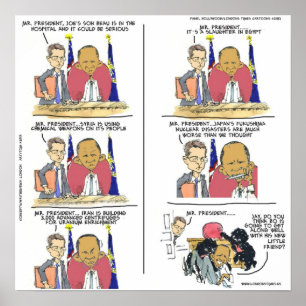 Grappige Obama & Bo Editorial Cartoon Poster