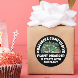 Grappige obsessief-compulsieve Plant stoornis Ronde Sticker