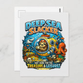 Grappige oceaanaaventuur humor, grappige luiaard d briefkaart (Voorkant / Achterkant)