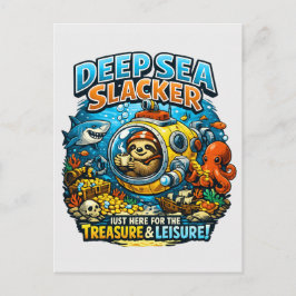 Grappige oceaanaaventuur humor, grappige luiaard d briefkaart