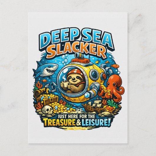 Grappige oceaanaaventuur humor, grappige luiaard d briefkaart (Voorkant)