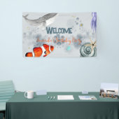 Grappige Ocean Animals Kids Verjaardagsfeestje Bla Spandoek (Beurs)