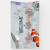 Grappige Ocean Animals verjaardagsfeestje welkom Spandoek (Verticaal)