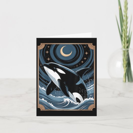 Grappige Ocean Orca Whale springen op een Tarot Ka Kaart (Voorkant)