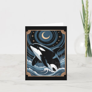 Grappige Ocean Orca Whale springen op een Tarot Ka Kaart
