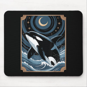 Grappige Ocean Orca Whale springen op een Tarot Ka Muismat