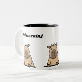 Grappige ochtend Capybara Mok | Schattigee slapend (Voorkant links)