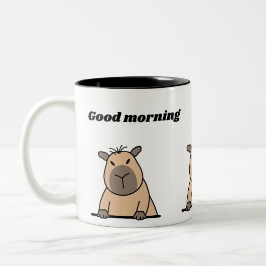 Grappige ochtend Capybara Mok | Schattigee slapend (Links)