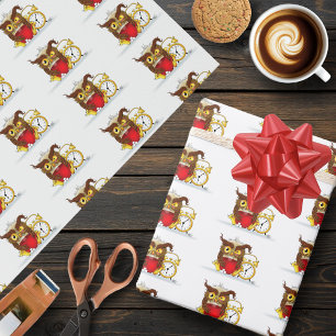 Grappige ochtend chagrijnige uil cadeaupapier